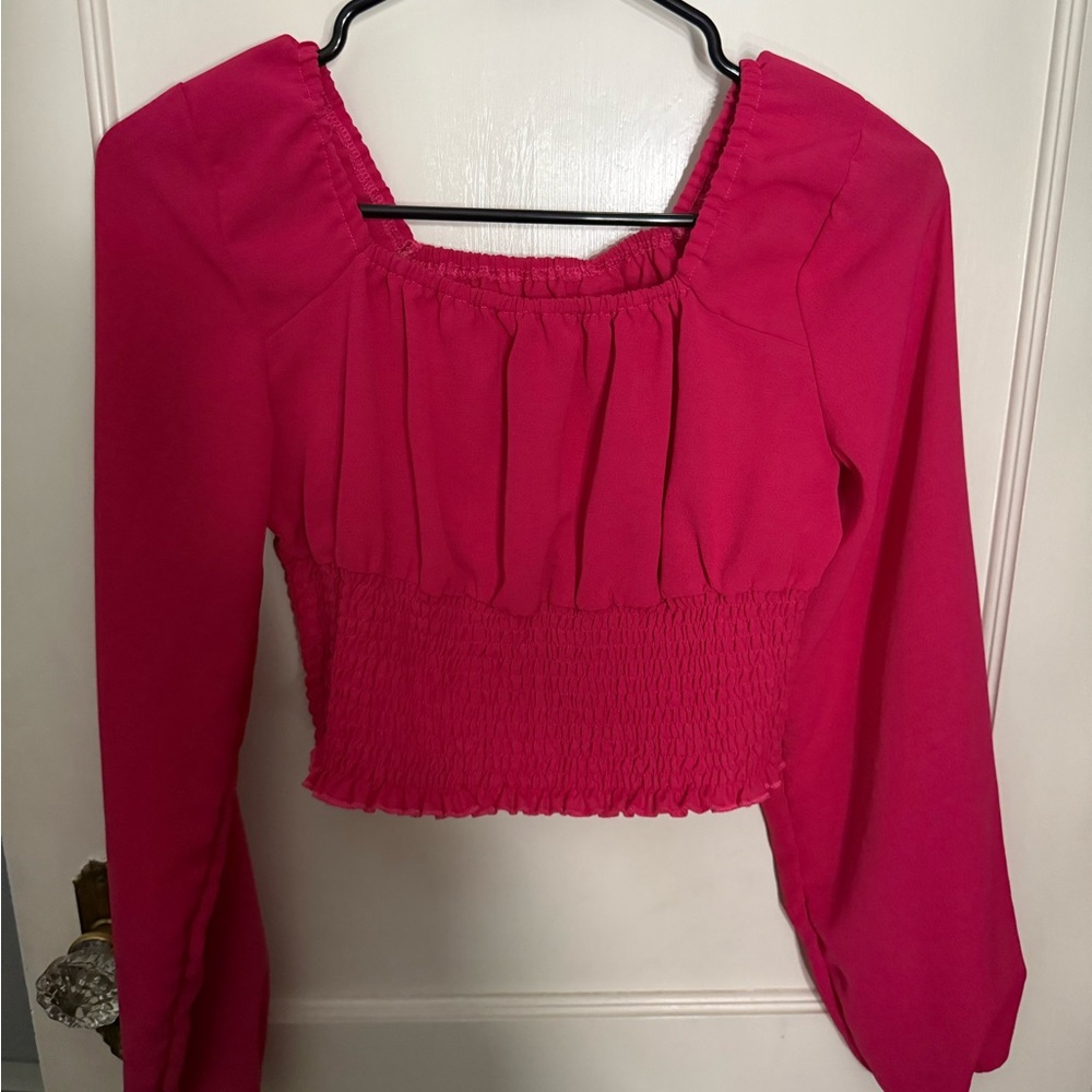SHEIN Fuchsia Long Sleeve Blouse